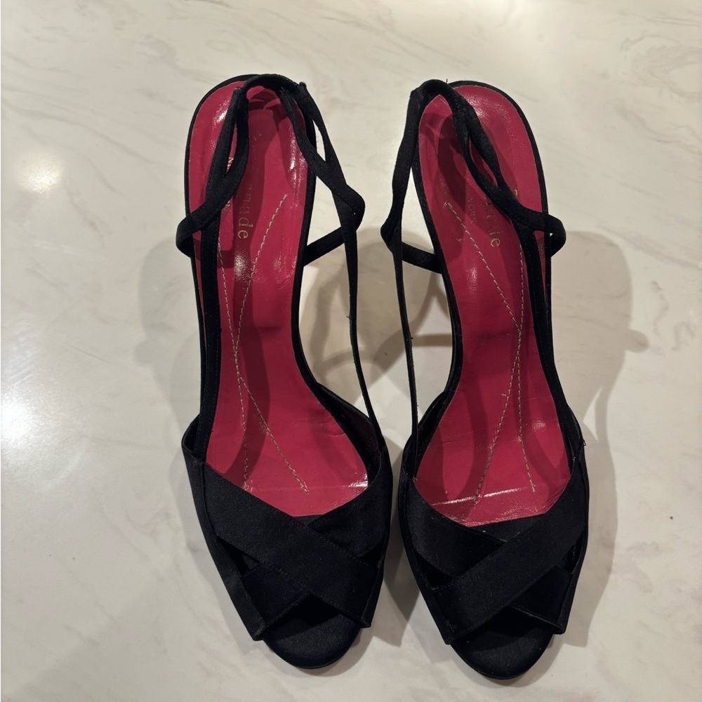 kate spade Black Slingback Heels with Pink Insole